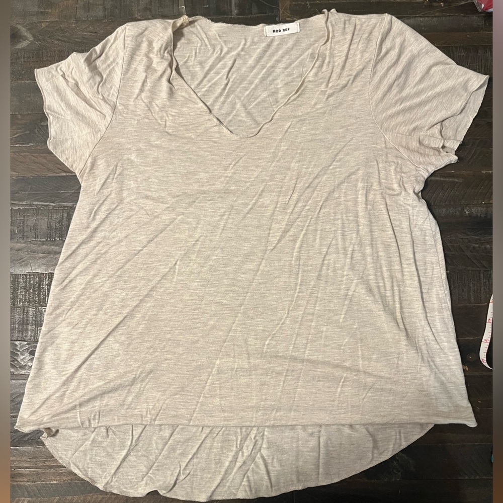 Mod Ref Light Beige Short Sleeve Top Size L